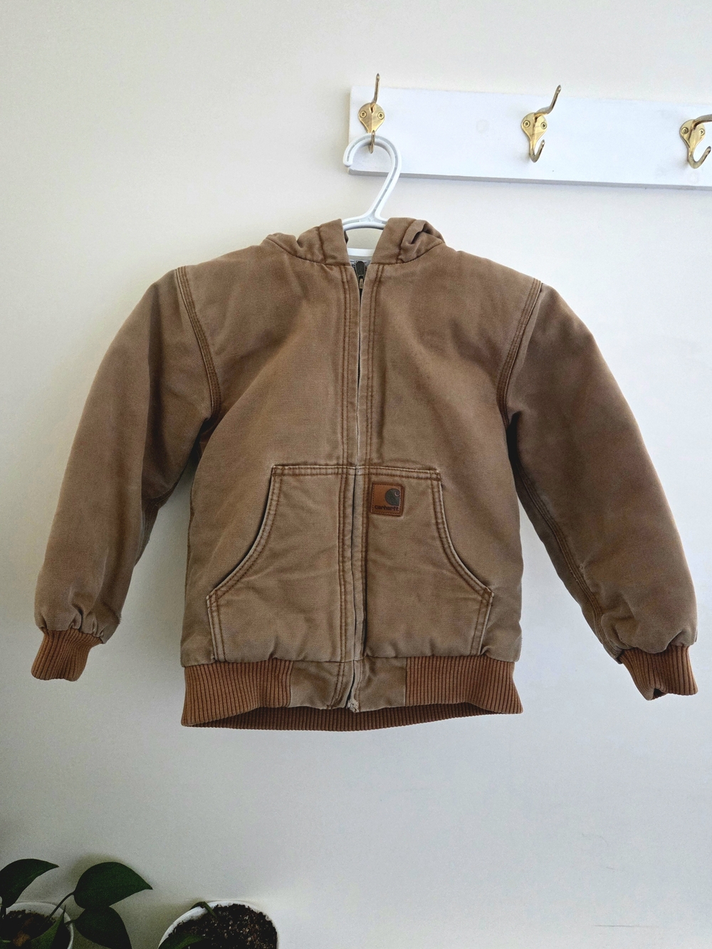 Carhartt Kids Insulated Canvas Tan Hooded Zip Jacket